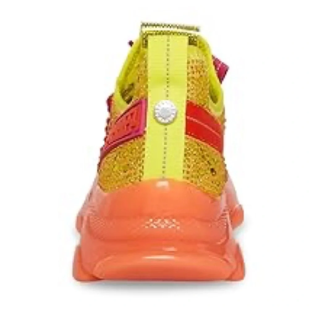 Steve Madden Rhinestone Embellished Running Shoes - Yellow, Orange, Fuchsia Pink - Picture 5 of 9